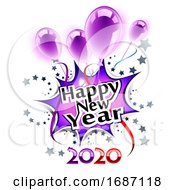 Poster, Art Print Of Happy New Year 2020 Greeting With Balloons