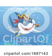 Poster, Art Print Of Pirate Shark With A Pipe