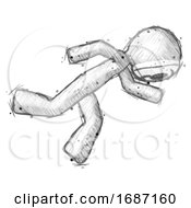 Poster, Art Print Of Sketch Little Anarchist Hacker Man Running While Falling Down
