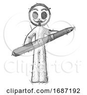 Sketch Little Anarchist Hacker Man Posing Confidently With Giant Pen