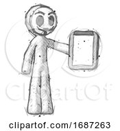 Poster, Art Print Of Sketch Little Anarchist Hacker Man Showing Clipboard To Viewer