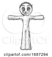 Poster, Art Print Of Sketch Little Anarchist Hacker Man T-Pose Arms Up Standing