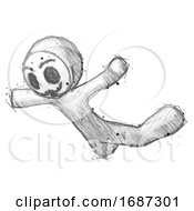 Poster, Art Print Of Sketch Little Anarchist Hacker Man Skydiving Or Falling To Death