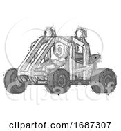 Poster, Art Print Of Sketch Little Anarchist Hacker Man Riding Sports Buggy Side Angle View