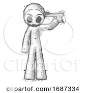Sketch Little Anarchist Hacker Man Suicide Gun Pose