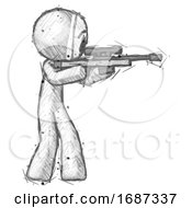 Poster, Art Print Of Sketch Little Anarchist Hacker Man Shooting Sniper Rifle