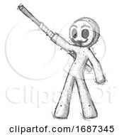 Poster, Art Print Of Sketch Little Anarchist Hacker Man Bo Staff Pointing Up Pose