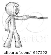 Poster, Art Print Of Sketch Little Anarchist Hacker Man Pointing With Hiking Stick