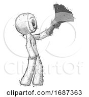 Poster, Art Print Of Sketch Little Anarchist Hacker Man Dusting With Feather Duster Upwards