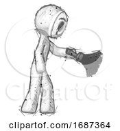 Poster, Art Print Of Sketch Little Anarchist Hacker Man Dusting With Feather Duster Downwards