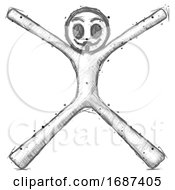 Sketch Little Anarchist Hacker Man With Arms And Legs Stretched Out