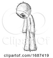 Sketch Little Anarchist Hacker Man Depressed With Head Down Turned Left