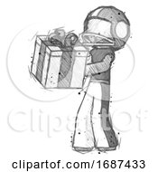 Poster, Art Print Of Sketch Football Player Man Presenting A Present With Large Bow On It
