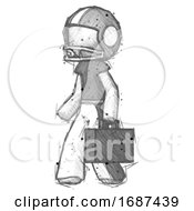 Poster, Art Print Of Sketch Football Player Man Walking With Briefcase To The Left