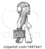 Sketch Football Player Man Walking With Briefcase To The Right