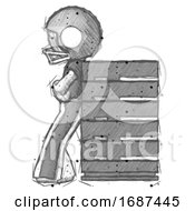 Poster, Art Print Of Sketch Football Player Man Resting Against Server Rack