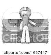 Poster, Art Print Of Sketch Football Player Man With Server Racks In Front Of Two Networked Systems