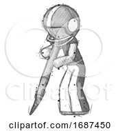 Sketch Football Player Man Cutting With Large Scalpel