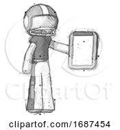 Sketch Football Player Man Showing Clipboard To Viewer