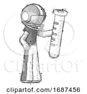 Sketch Football Player Man Holding Large Test Tube