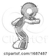 Sketch Football Player Man Sneaking While Reaching For Something
