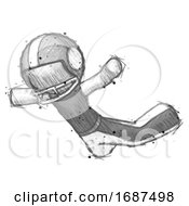Poster, Art Print Of Sketch Football Player Man Skydiving Or Falling To Death