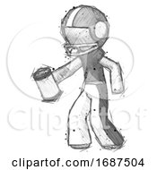 Sketch Football Player Man Begger Holding Can Begging Or Asking For Charity Facing Left