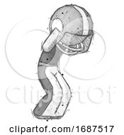 Sketch Football Player Man With Headache Or Covering Ears Turned To His Right