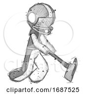 Sketch Football Player Man Striking With A FirefighterS Ax