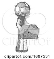 Sketch Football Player Man Holding Package To Send Or Recieve In Mail