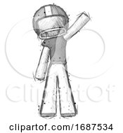 Sketch Football Player Man Waving Emphatically With Left Arm