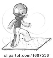 Poster, Art Print Of Sketch Football Player Man On Postage Envelope Surfing
