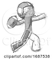 Sketch Football Player Man Throwing Football