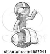 Poster, Art Print Of Sketch Football Player Man Sitting On Giant Football