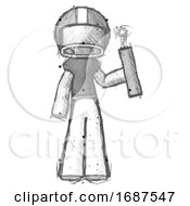 Sketch Football Player Man Holding Dynamite With Fuse Lit