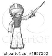 Sketch Football Player Man Holding Sword In The Air Victoriously