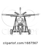Sketch Football Player Man In Ultralight Aircraft Front View