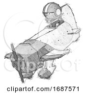 Sketch Football Player Man In Geebee Stunt Plane Descending View