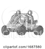 Poster, Art Print Of Sketch Football Player Man Riding Sports Buggy Side Angle View