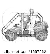 Poster, Art Print Of Sketch Football Player Man Riding Sports Buggy Side View
