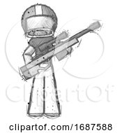 Poster, Art Print Of Sketch Football Player Man Holding Sniper Rifle Gun