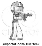 Poster, Art Print Of Sketch Football Player Man Shooting Automatic Assault Weapon