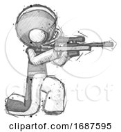 Poster, Art Print Of Sketch Football Player Man Kneeling Shooting Sniper Rifle