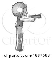 Poster, Art Print Of Sketch Football Player Man Firing A Handgun