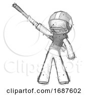 Sketch Football Player Man Bo Staff Pointing Up Pose