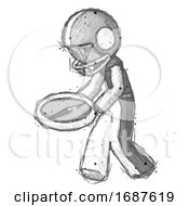 Sketch Football Player Man Walking With Large Compass