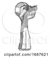 Poster, Art Print Of Sketch Football Player Man Looking Through Binoculars To The Right