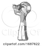 Poster, Art Print Of Sketch Football Player Man Looking Through Binoculars To The Left