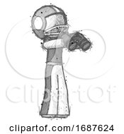 Sketch Football Player Man Holding Binoculars Ready To Look Right