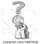 Poster, Art Print Of Sketch Football Player Man Thinker Question Mark Concept